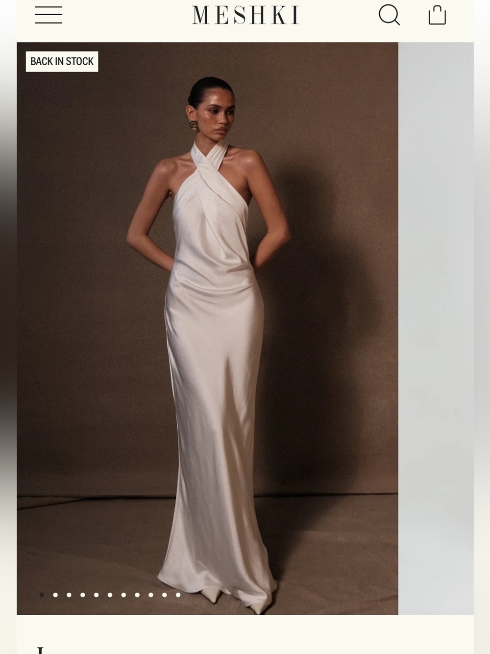 Meshki Satin White Halter Slip Dress
